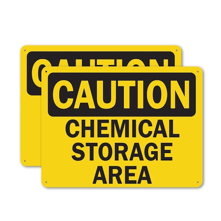 Signmission Chemical Storage OSHA Caution Sign, Aluminum, 14in W x 10in L, 2PK OS-2PACK-CS-A-1014-L-19124